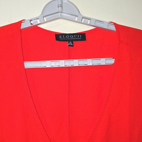 Eloquii Red Pullover Sheer Polyester Top Tunic Blouse wide Sleeve Size 18 - Picture 5 of 8